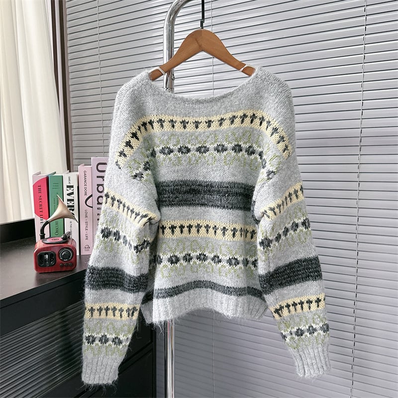 【outer】ボーダー柄ニットカーデ　M27614