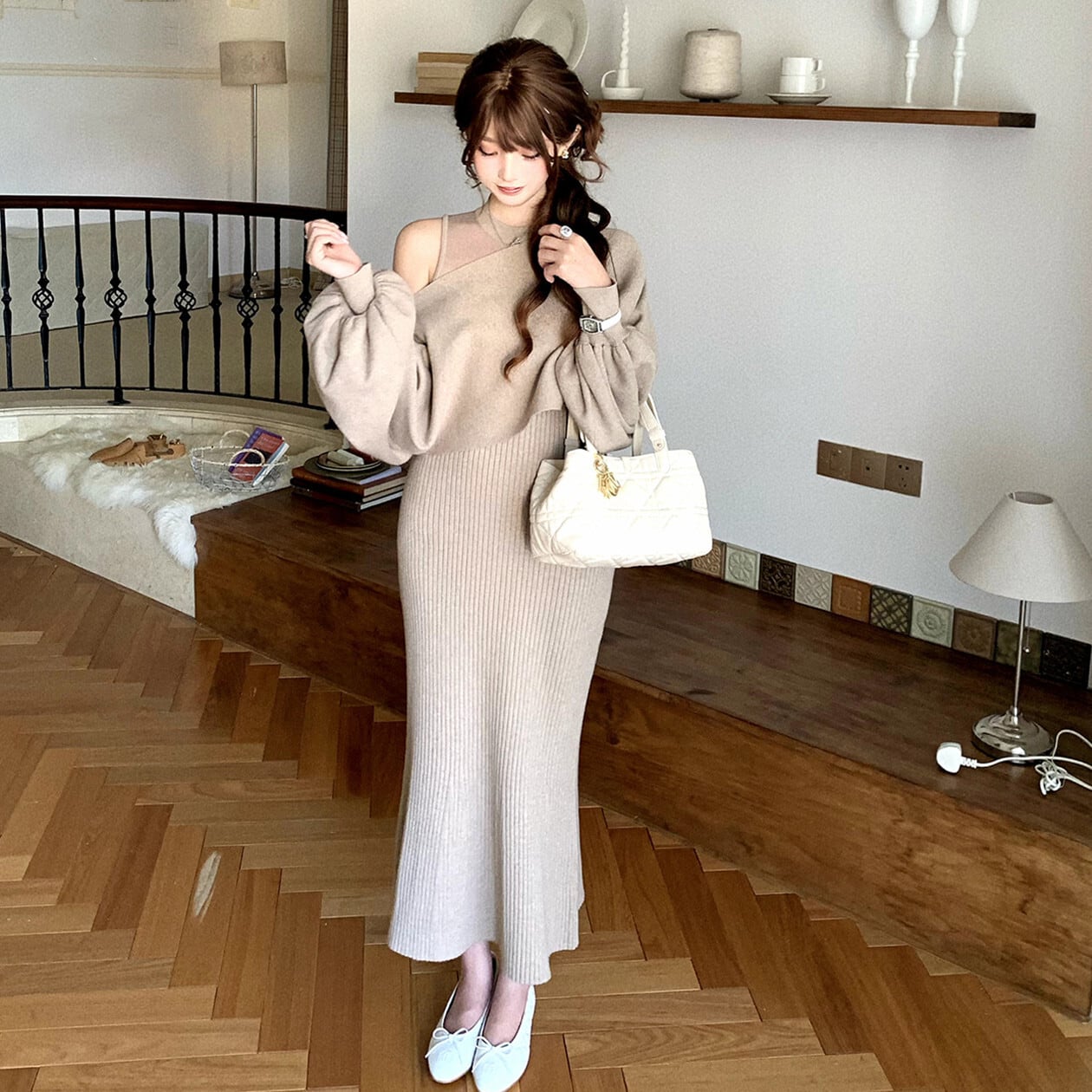 【set】4WAYシアードッキングワンピースセット N3462