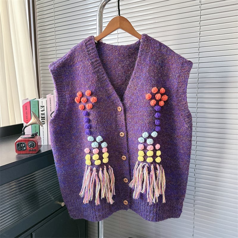 【tops】Vネックニットベスト　M28371