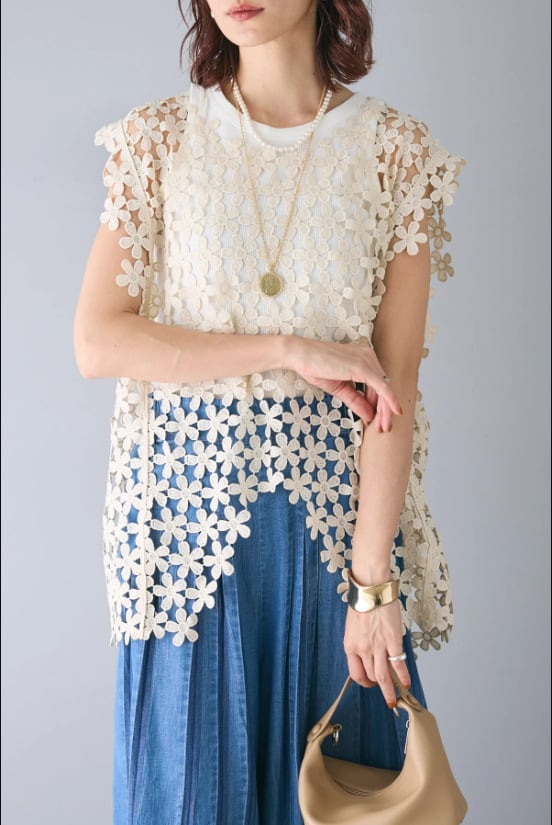 【tops】カットワークトップス　M24051