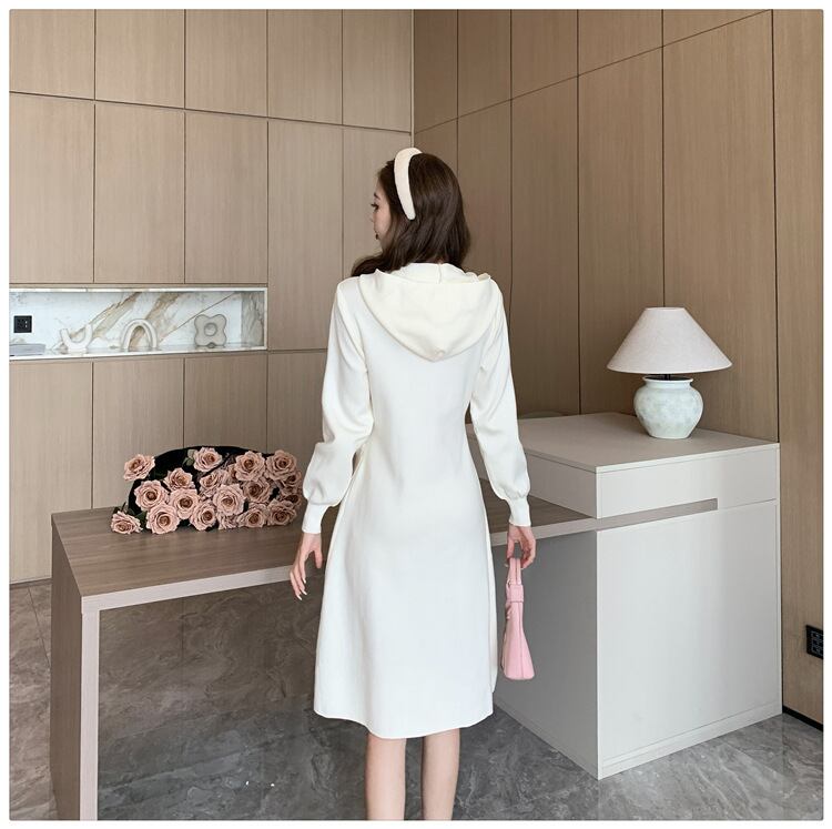 【dress】フード付きニットワンピース　M18536