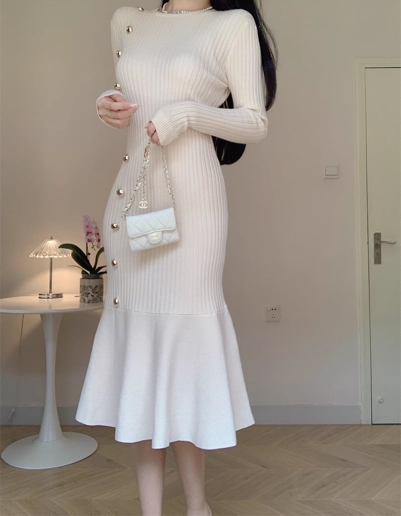【dress】ニットマーメイドワンピース Q7288