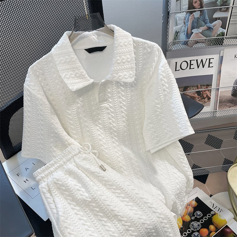 【set】POLOネックＴシャツ+ショートパンツ2点セットF7380