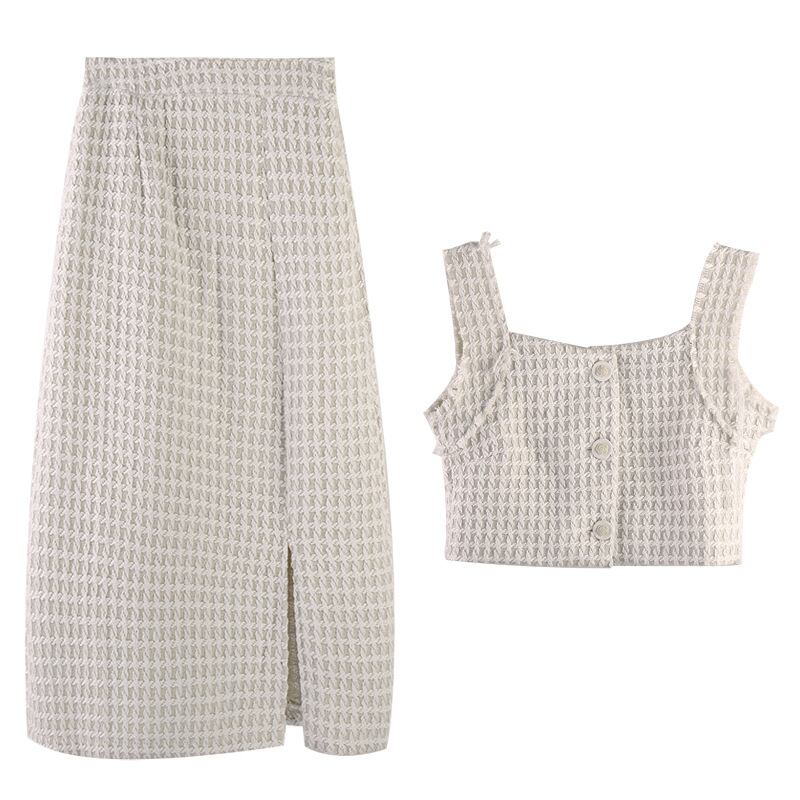 【set】好感度UP!気質満点スウィートトップス+ベスト+スカートオシャレ3点セット G2821