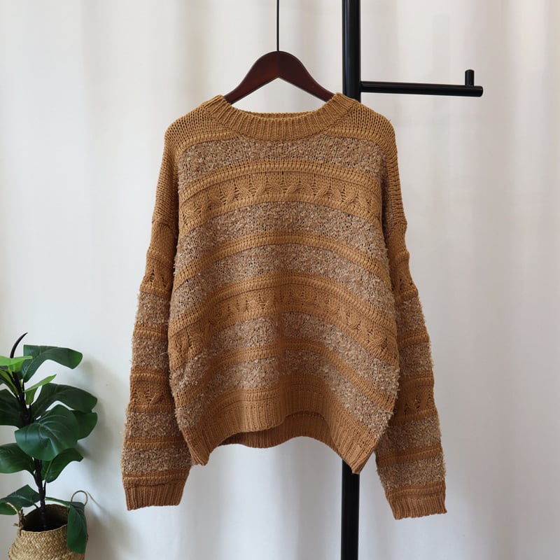 【tops】ボーダー柄ニットセーター　M26162