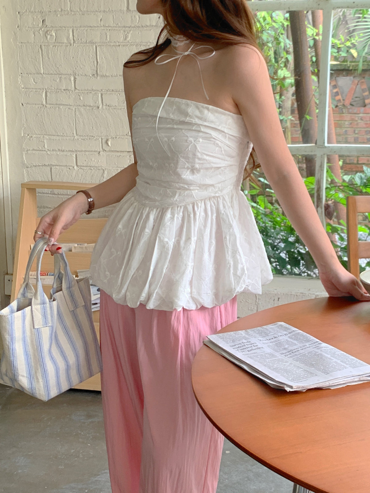 【tops】リボンプリントベアトップ　M24485