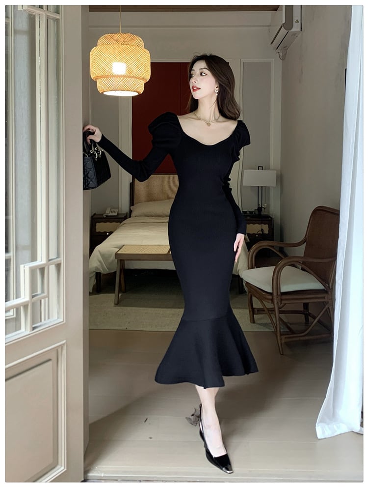 【dress】ニットマーメイドワンピース　M26967