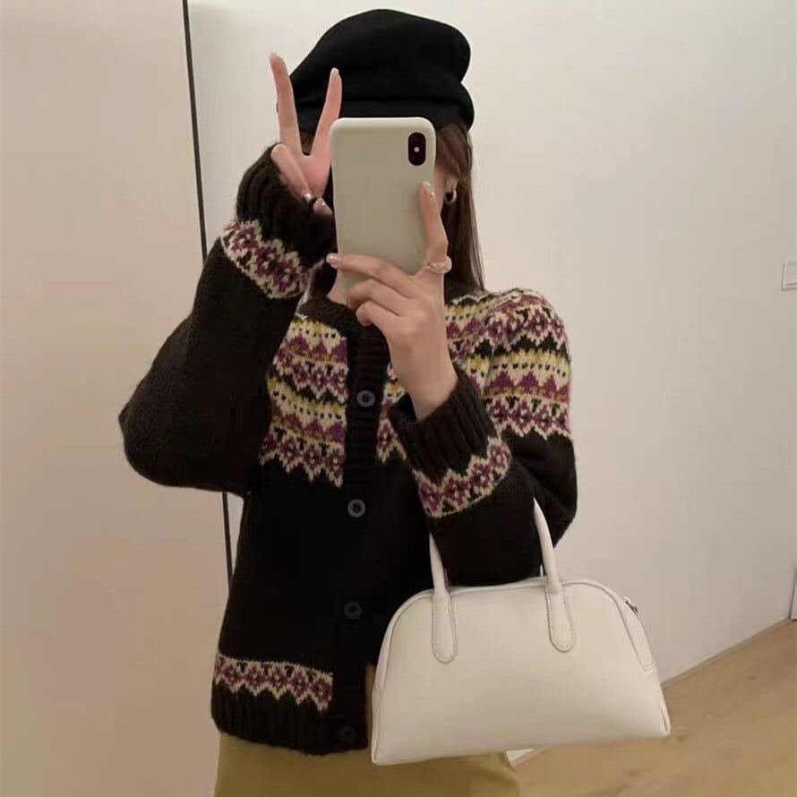 【outer】ジャカードニットカーデ　M27424