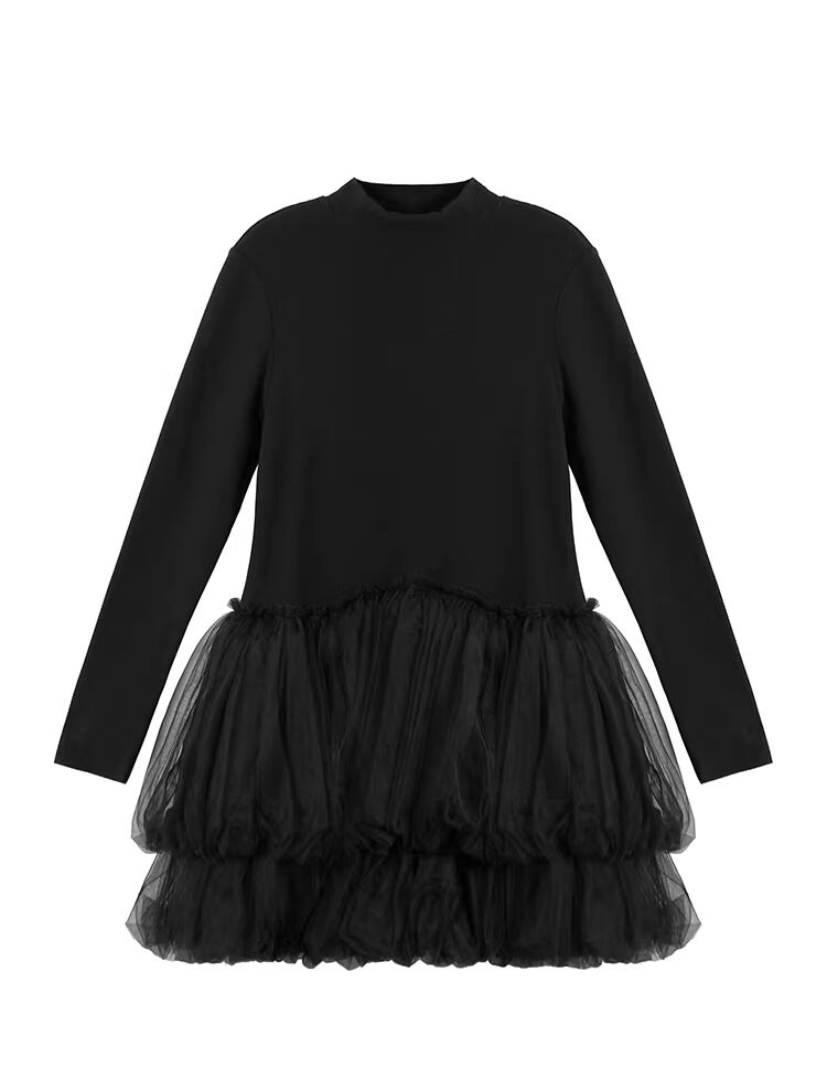 【dress】チュールドッキングティアードワンピース Q7964