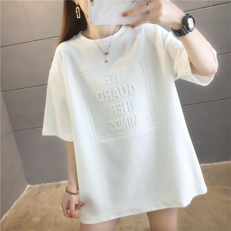 【tops】清新合わせやすいラウンドネック半袖ゆったり着回しファッションTシャツF0032