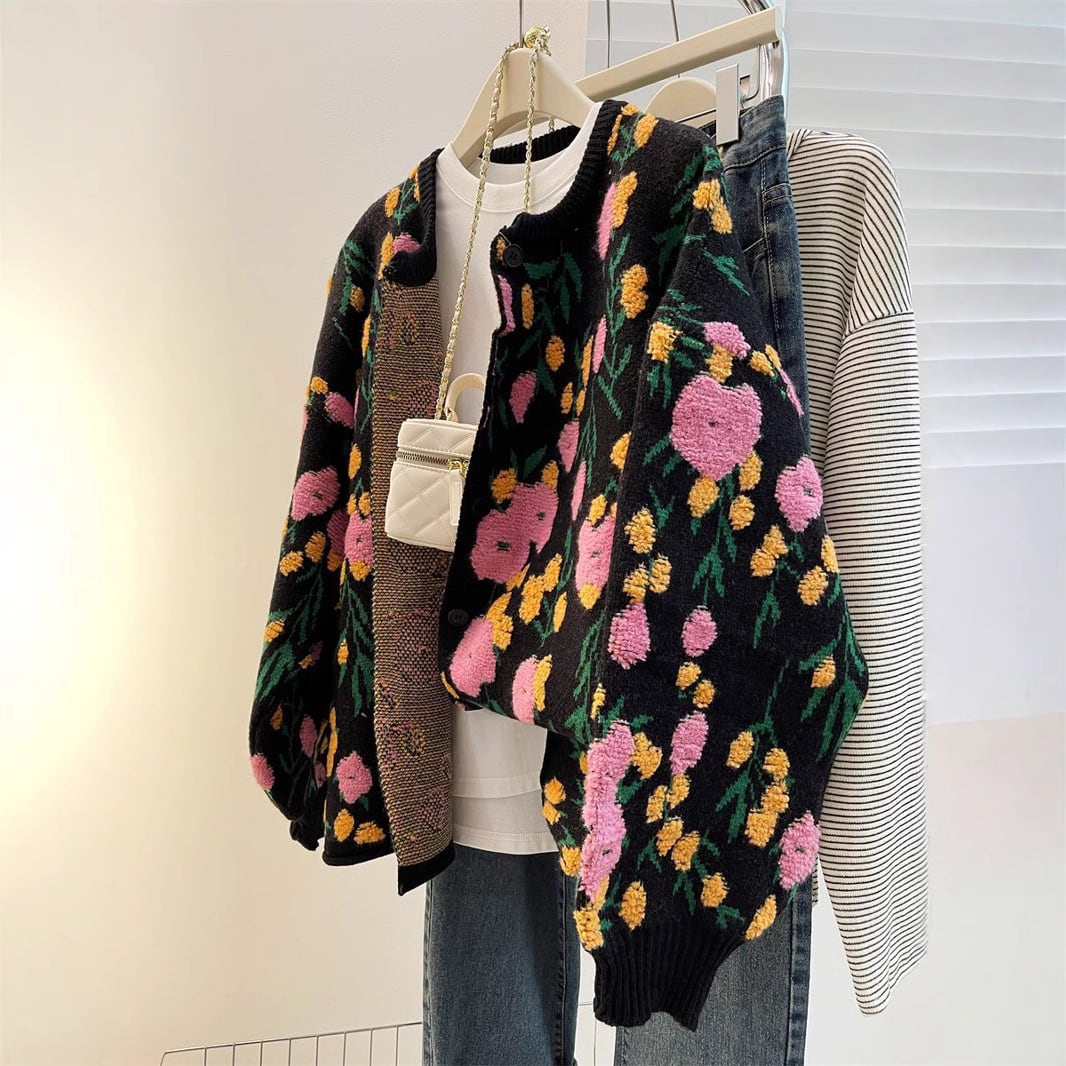 【outer】ジャカードニットカーデ　M28933
