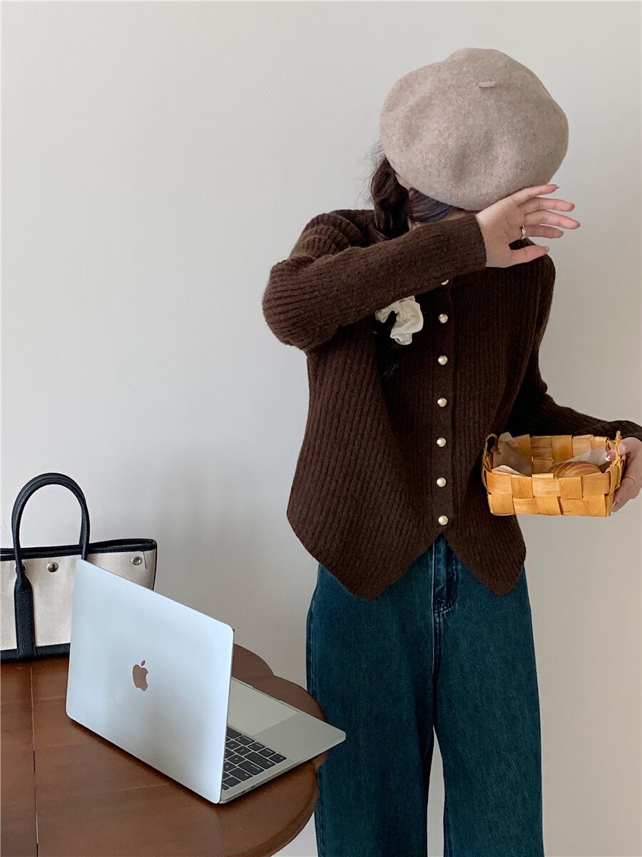 【outer】クルーネックニットカーデ　M18884