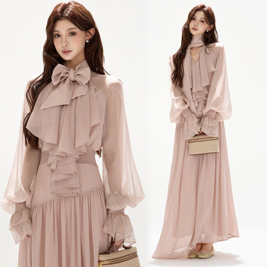 【dress】ボウタイロングワンピース　N3492
