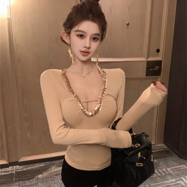 【tops】スパンコール長袖トップス　M29322