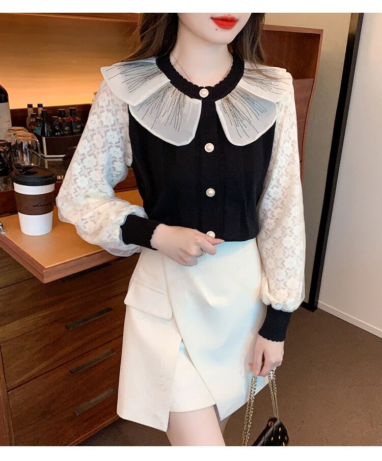 【tops】ドッキングニットトップス　M18814