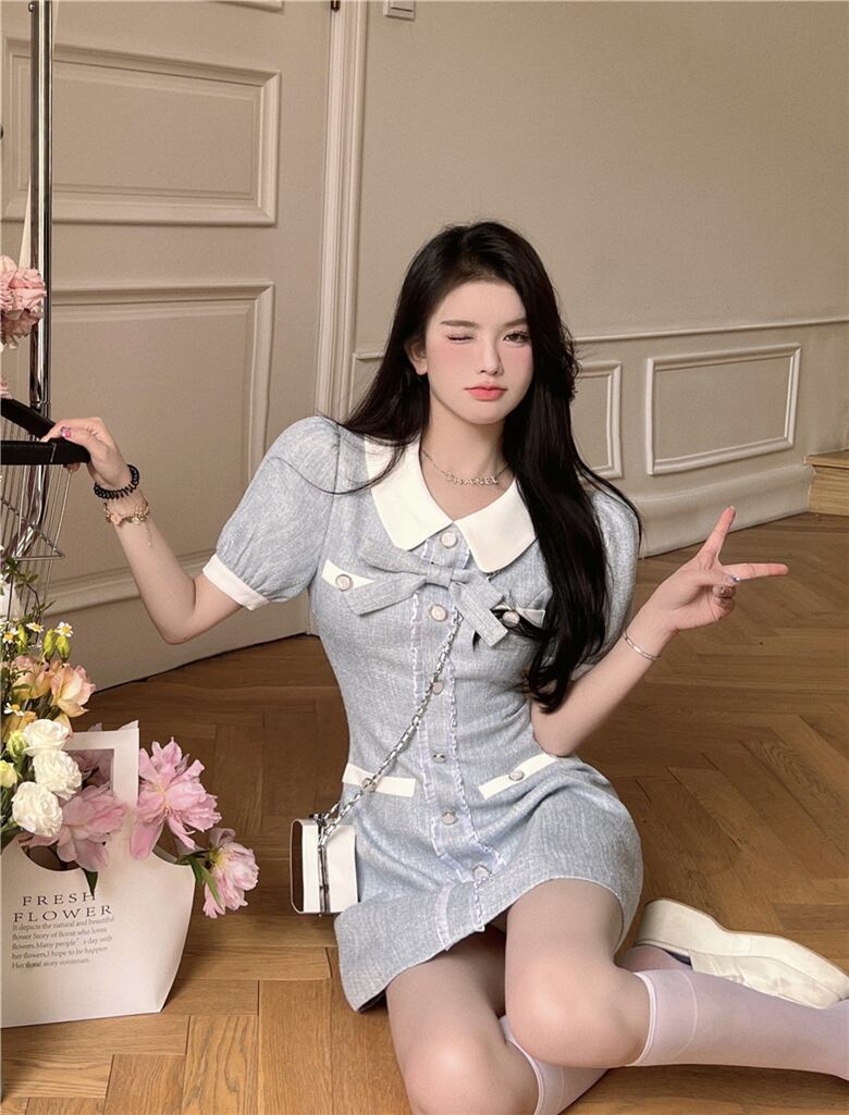 【dress】リボンドールカラーワンピース G20180