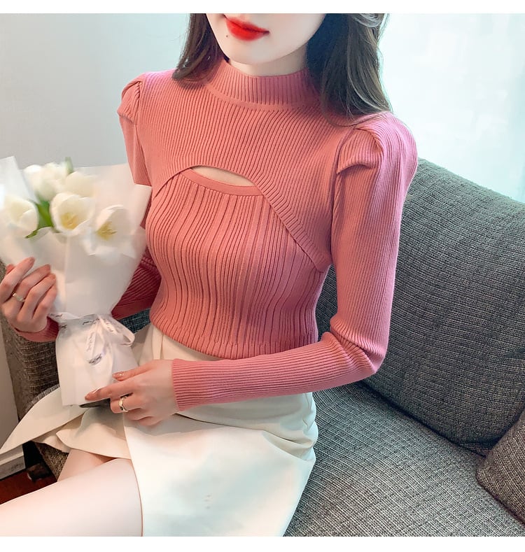 【tops】カットワークニットトップス　M26209