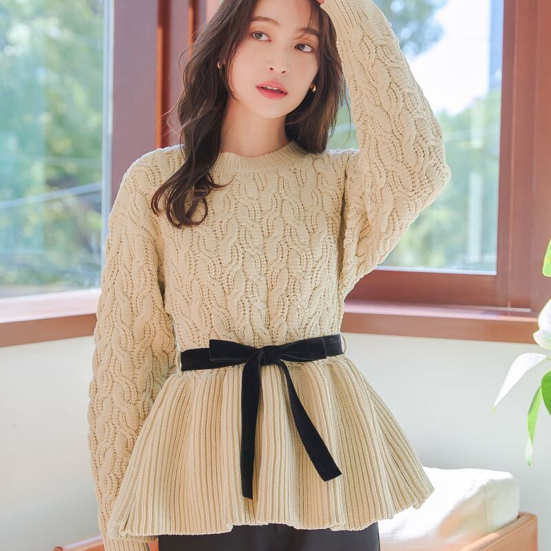 【tops】ペプラムニットセーター　M28783
