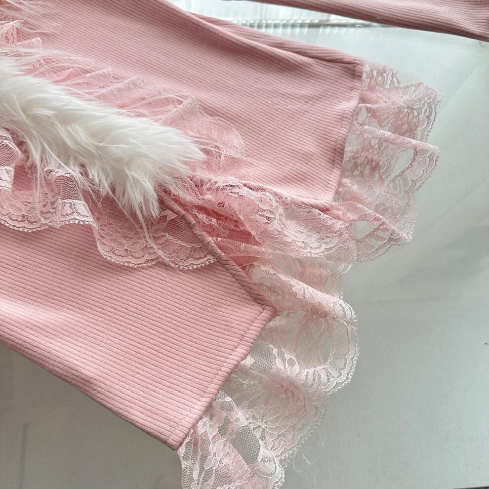 【set】ファーレーストップス×ロング丈スカートセット　M27857