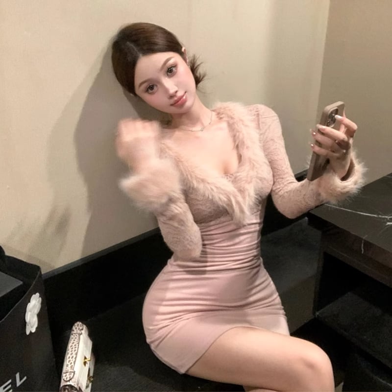 【dress】ファードッキングレースワンピース Q7193