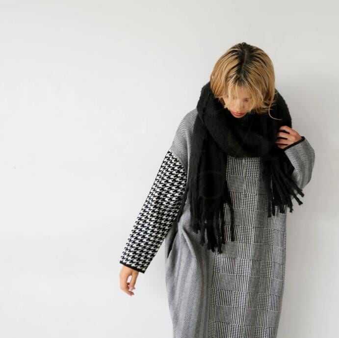 【dress】千鳥格子ニットワンピース　M26753