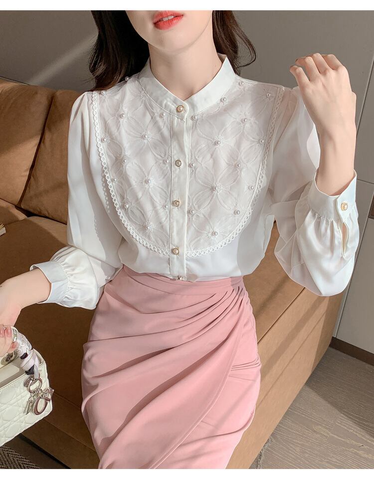 【tops】パールシャツトップス　M29377