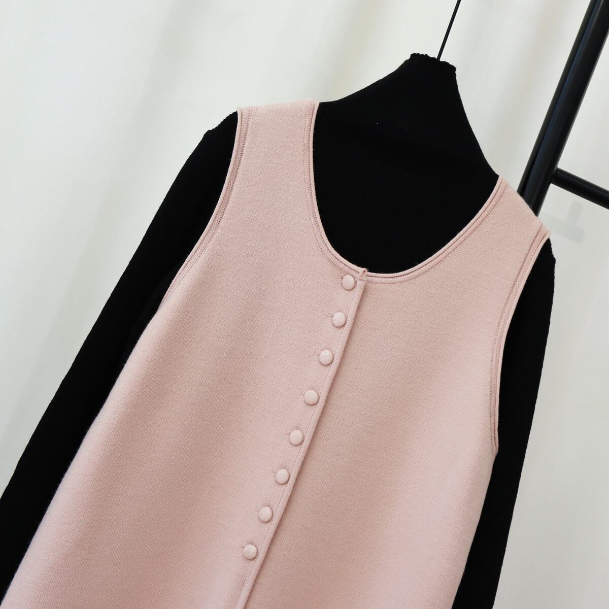 【set】ハイネックニットトップス×ベストワンピースセット　N2264