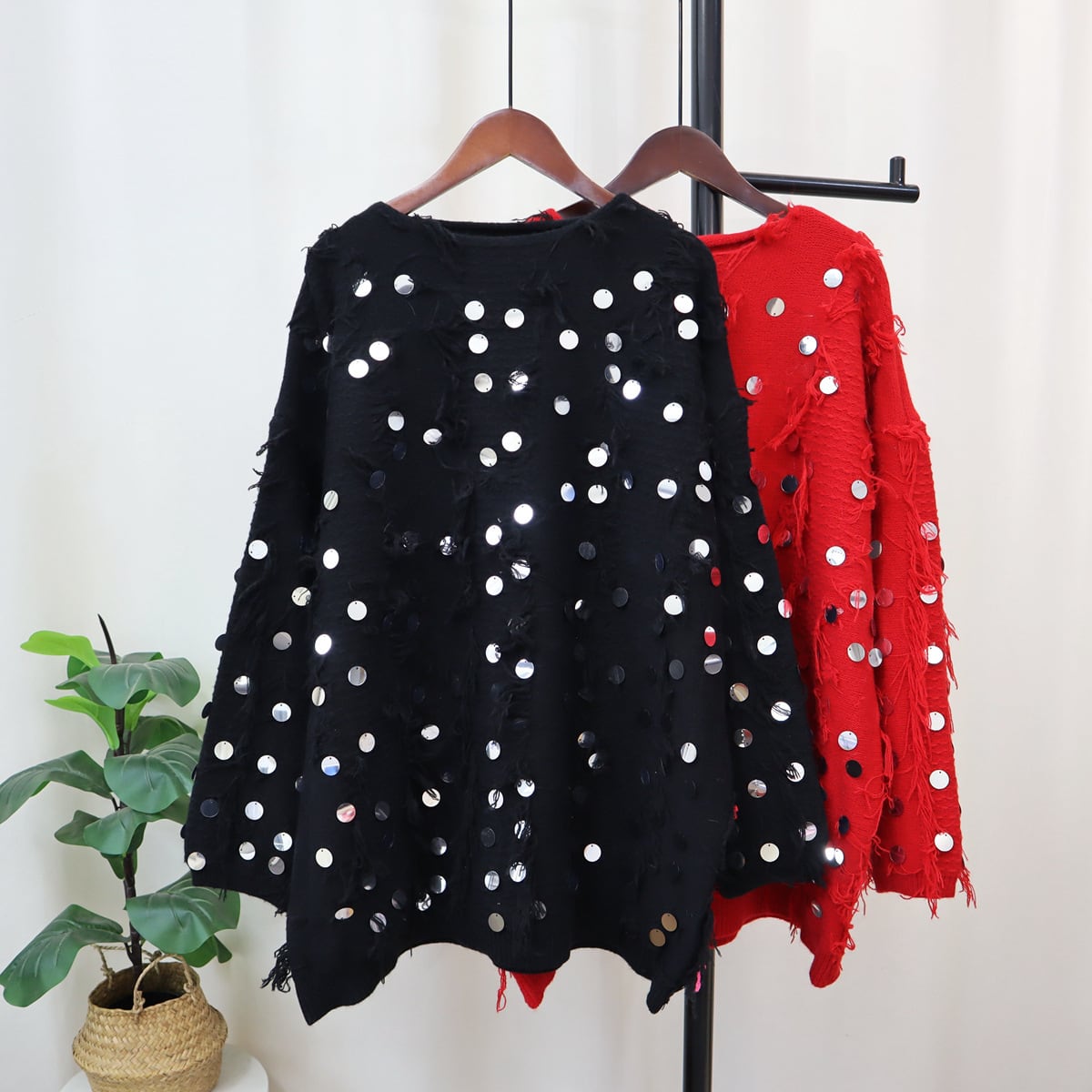 【tops】スパンコールニットセーター　M28126