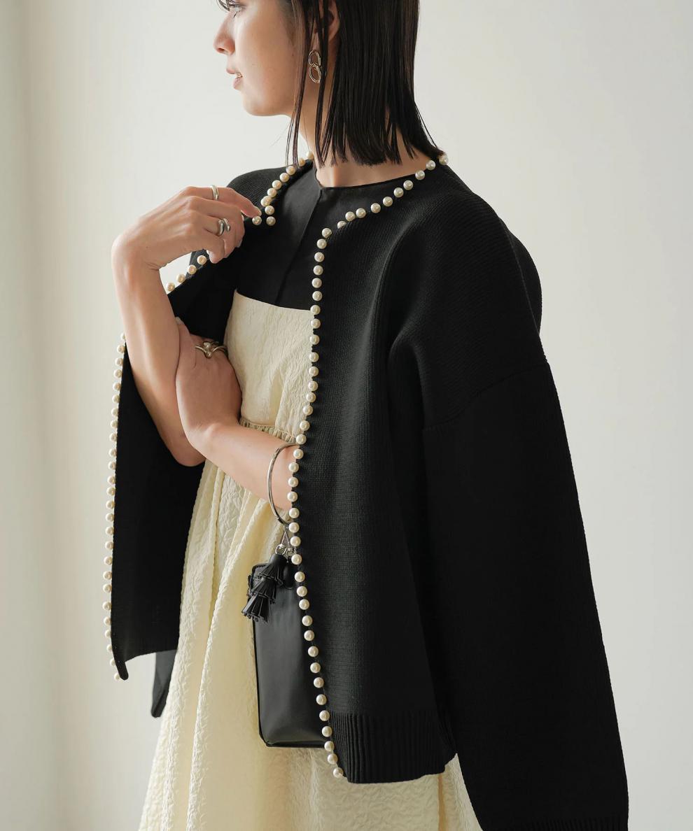 【outer】パールニットカーデ　M25572
