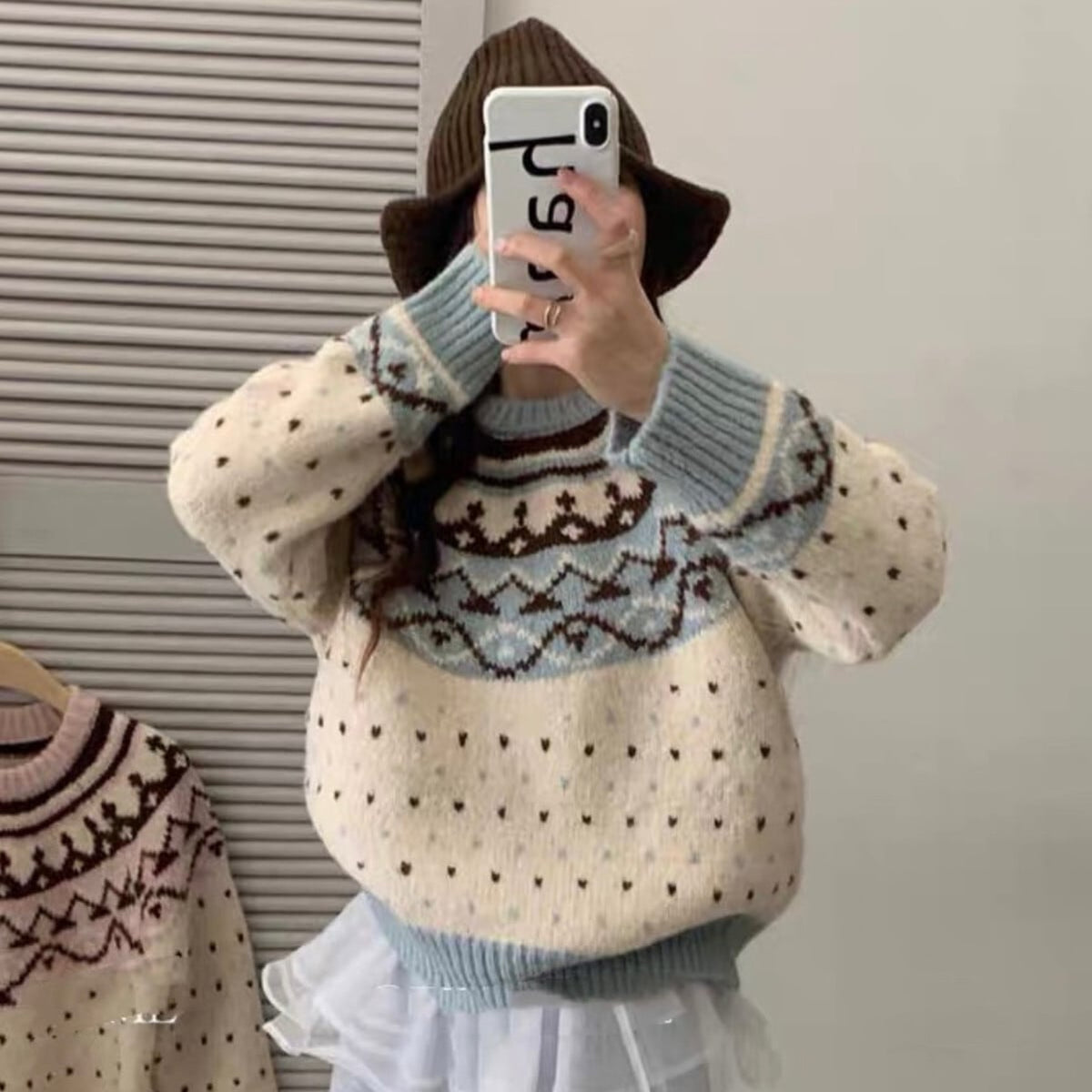 【tops】ジャカードニットセーター　M28604