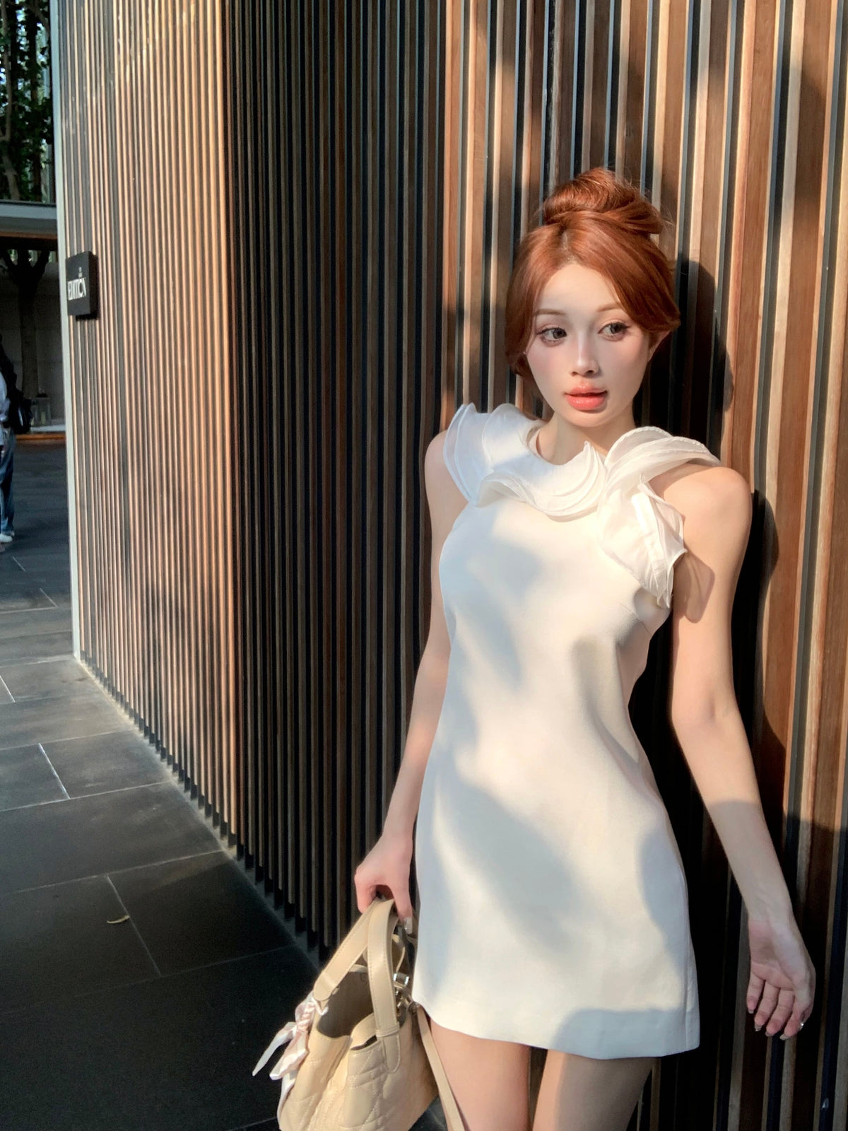 【dress】フリルノースリーブワンピース　M24008