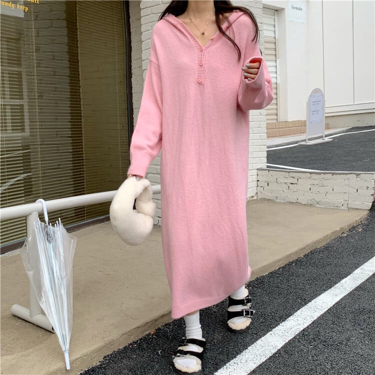 【dress】フード付きニットワンピース　M26936