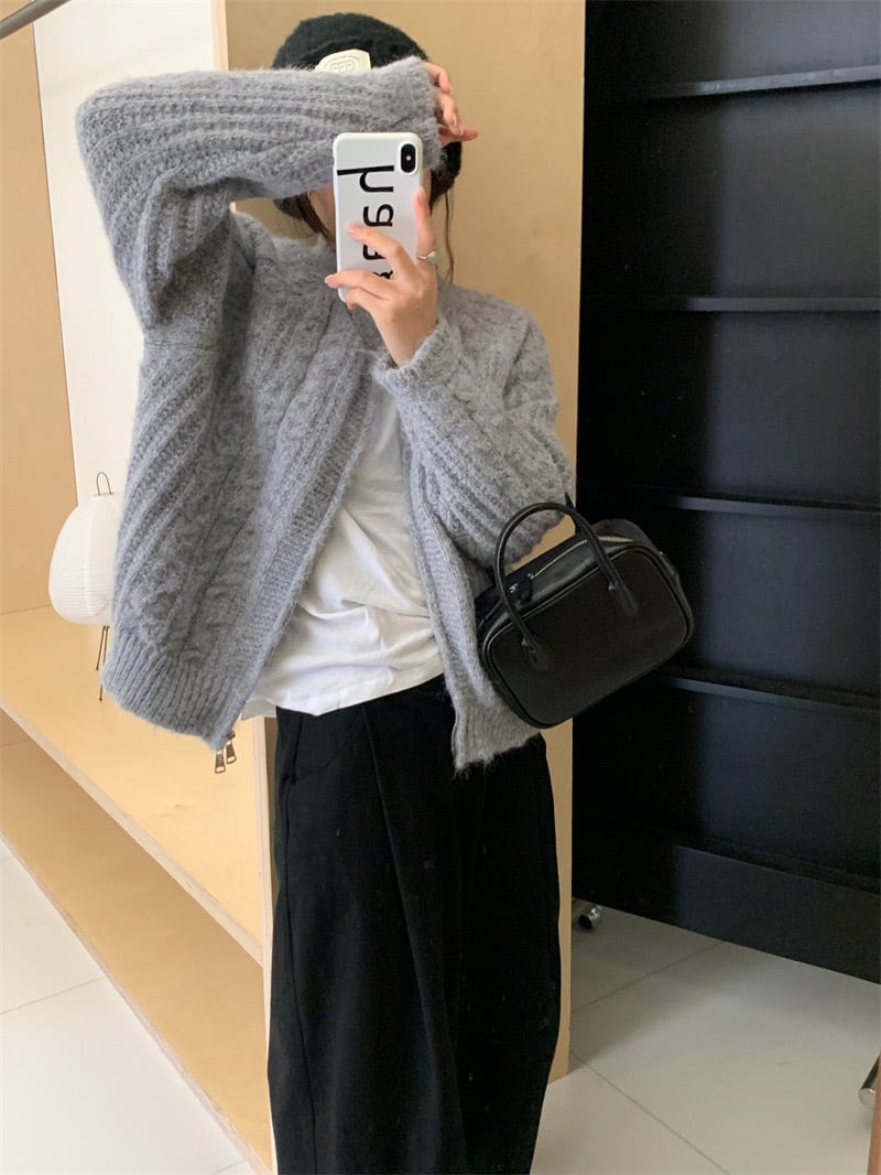 【outer】クルーネックニットカーデ　M18941