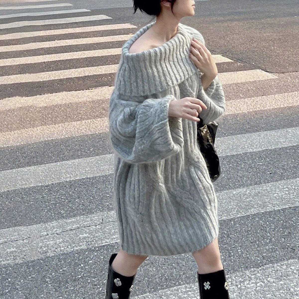 【dress】オフショルダーニットワンピース 　N2152