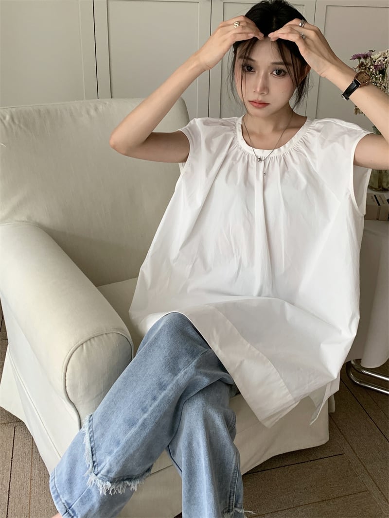 【tops】ノースリーブシャツトップス　M25114