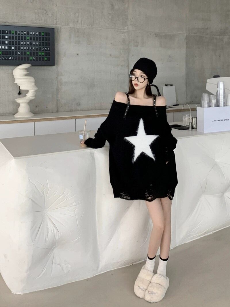 【dress】オフショルダーニットワンピース 　N2154