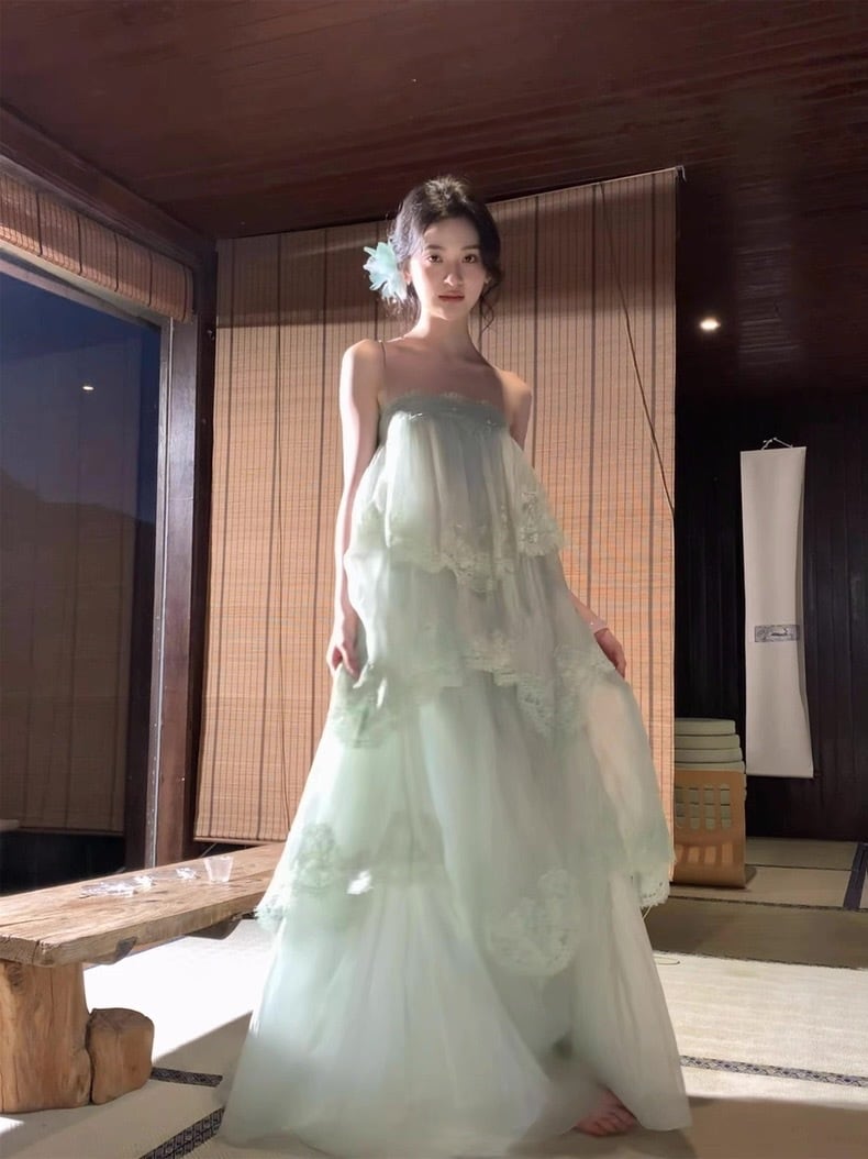 【dress】ティアードロングキャミワンピース Q8358