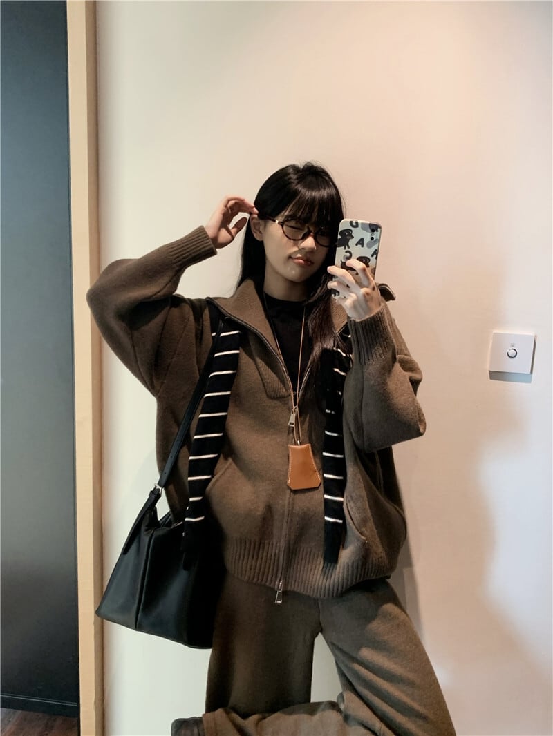 【set】ニットカーデ×ワイドパンツセット　M27220