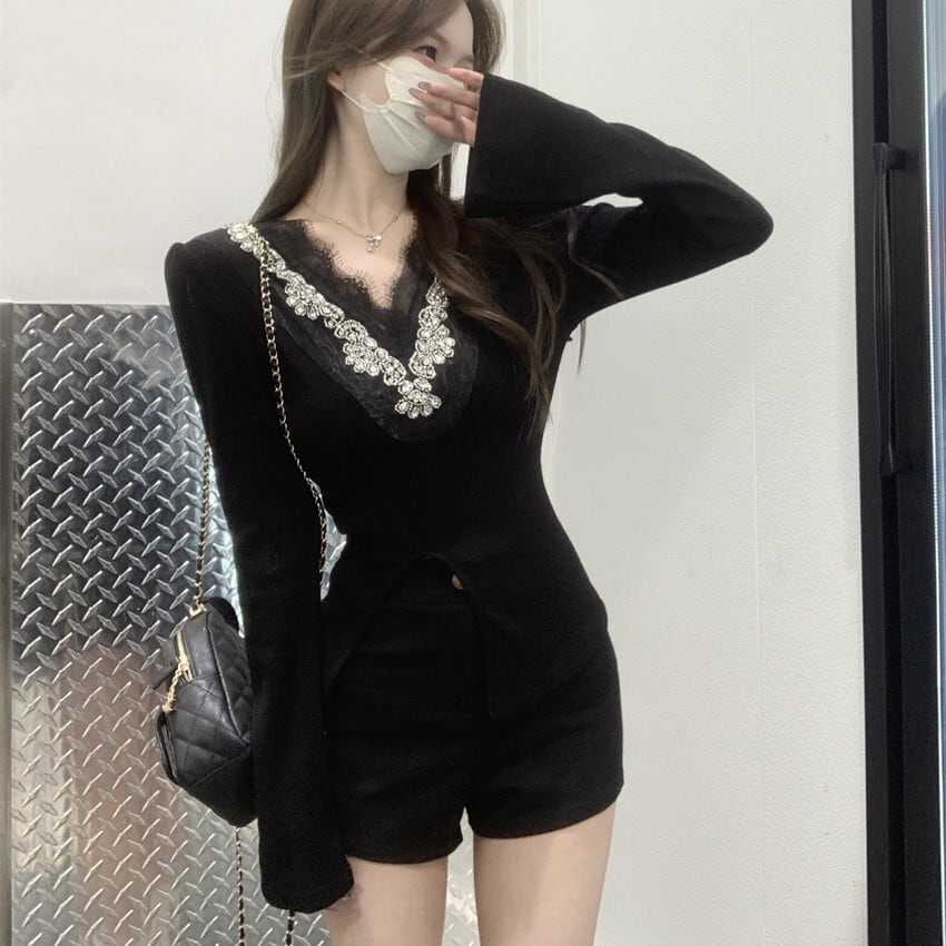【tops】レース切り替えトップス　M29453