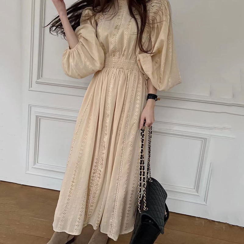 【dress】カットワークレース切り替えワンピース　M29780