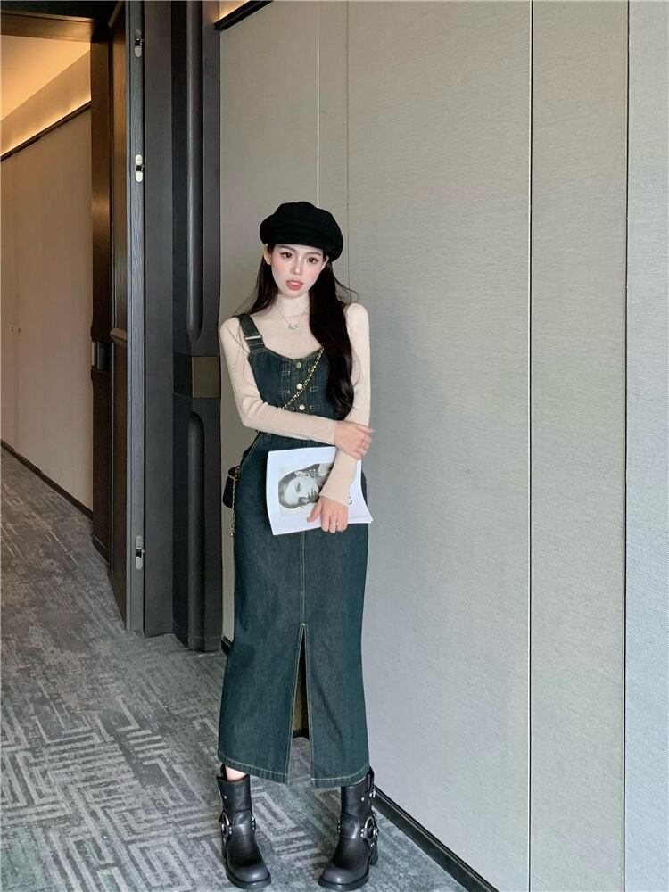【dress】サロペットデニムワンピース　M27988