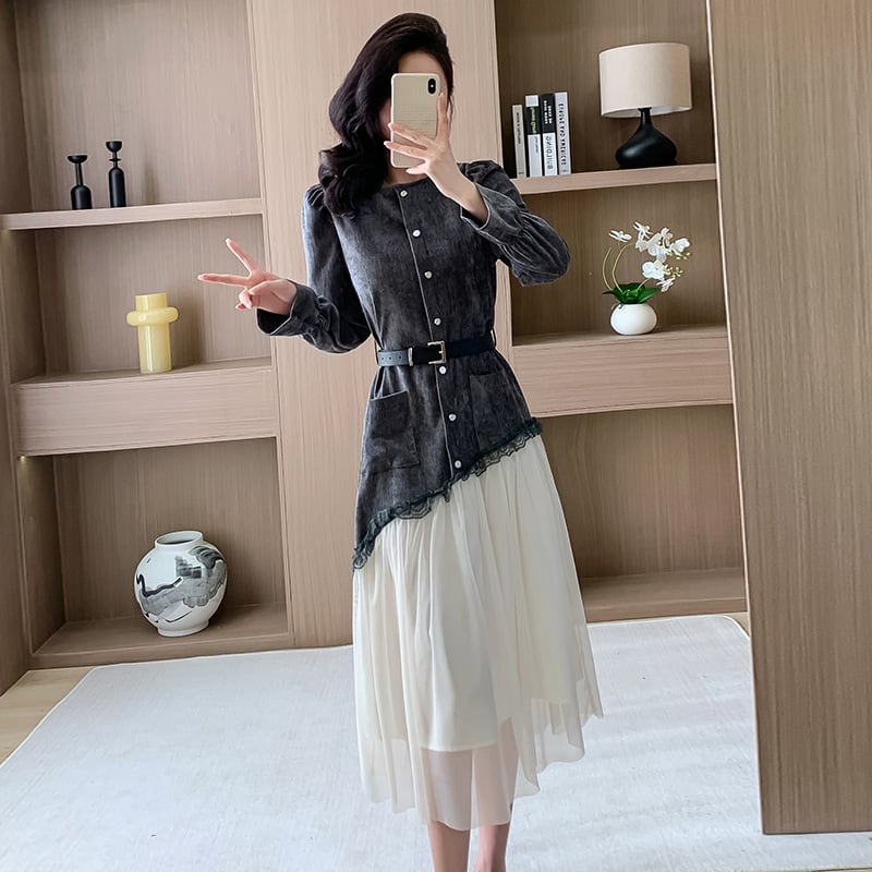 【dress】チュールコンビワンピース　M29588