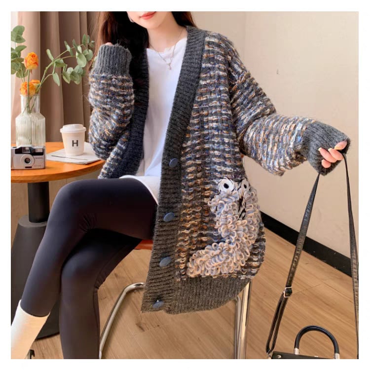 【outer】Vネックニットカーデ　M25755