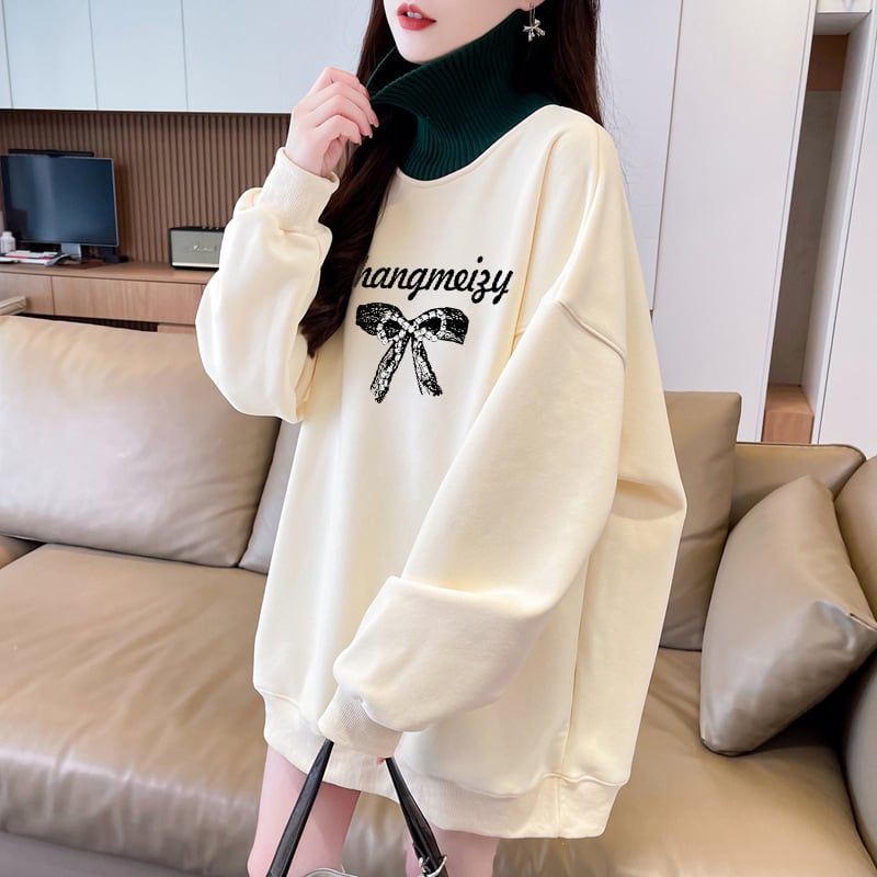 【tops】裹起毛プリントプルオーバー　M28731