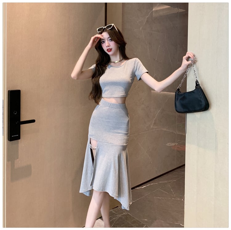 【set】バックで綺麗トップス+マーメイドスカート２点セットG19964