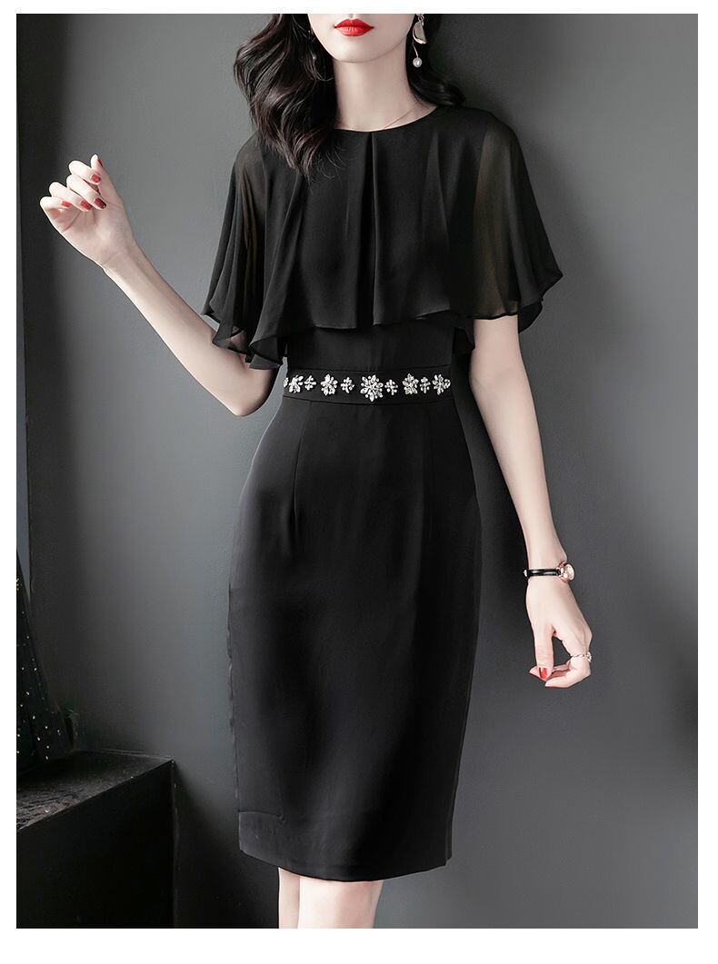 【dress】シフォン ファッション!OL通勤気質満点夏スウィートタイト着痩せ ワンピース G8075