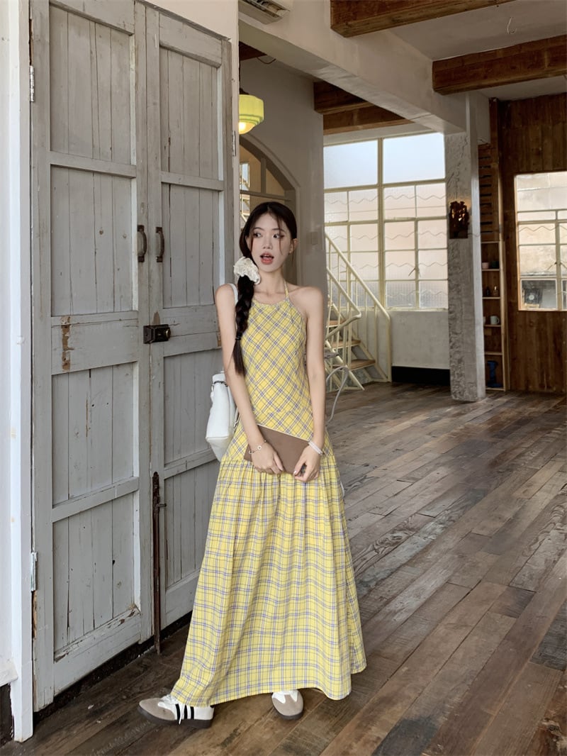 【dress】チェック柄キャミワンピース　M24372