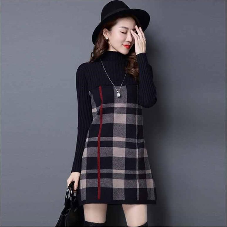 【dress】好感度UP!気質満点レトロ韓流スタイル長袖体型カバー秋冬ワンピース G3403