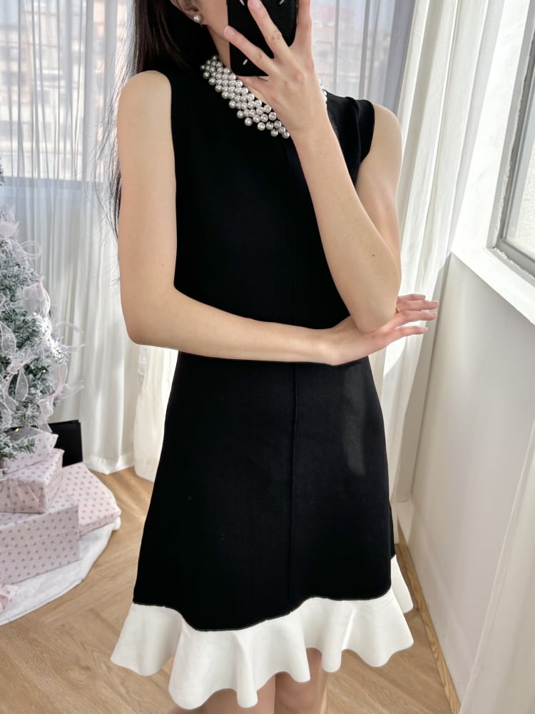 【dress】パールネックドッキングミニワンピース　N3007