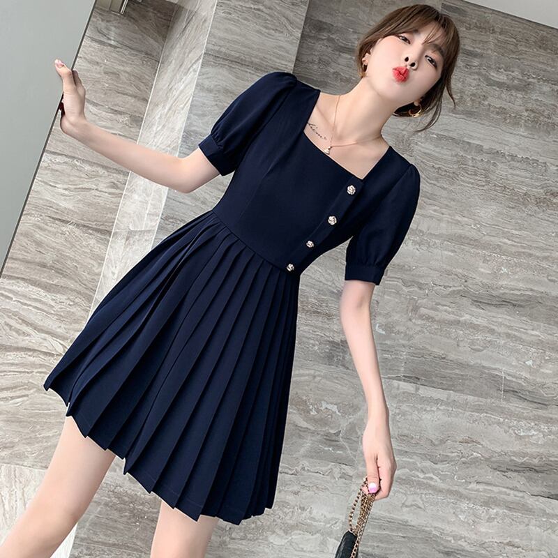 【dress】美人度アップ!気質満点スウィートスクエアネック夏 デザインワンピース G0538